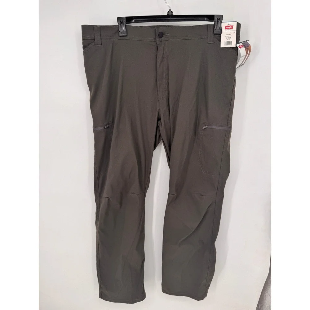 Wrangler Outdoor Pants Mens 42x30 Gray NEW Straight Fit Stretch Cargo 10NW788AS
